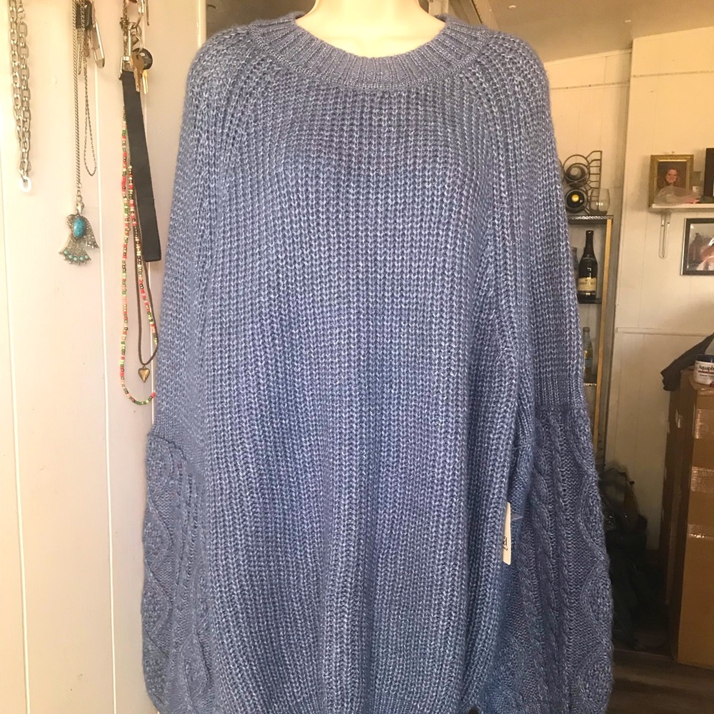 Knitted Sweater Top Blue Gray XXL